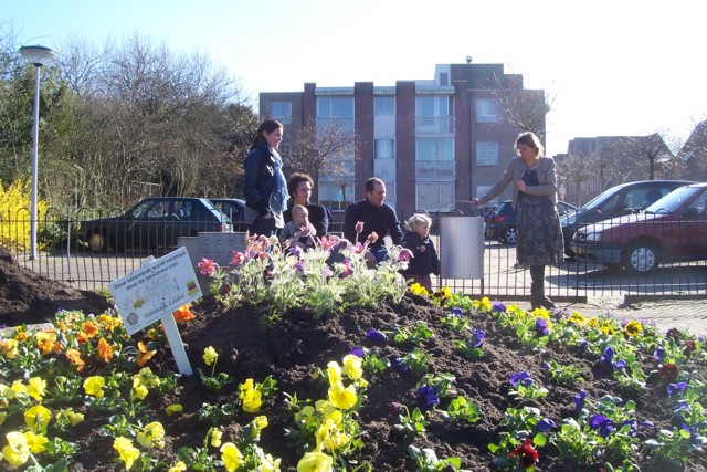 De buurtbewoners genoten dezelfde dag al van de bloemenpracht!